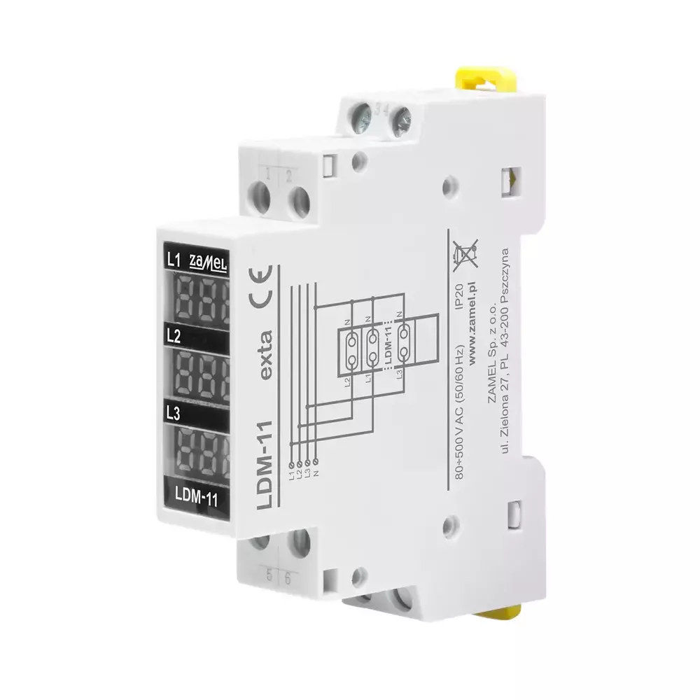 Wskaźnik napięcia 3-fazowy modułowy cyfrowy LDM-11 EXT10000316 ZAMEL