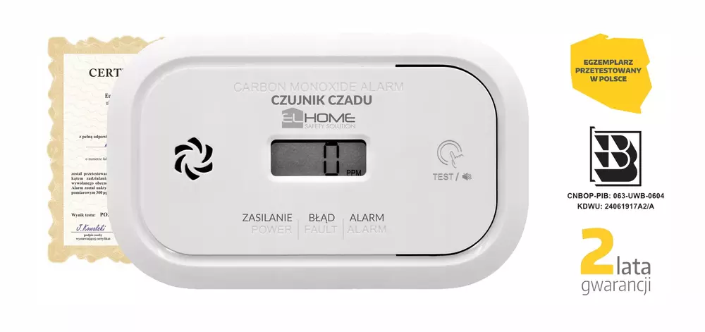 Czujnik czadu "EL HOME" CD-17A2v2300/B detektor tlenku węgla gazu CO LCD
