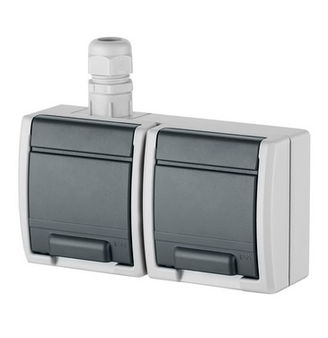 Gniazdo natynkowe hermetyczne podwójne szare IP65 1242-65 AQUANT ELEKTRO-PLAST