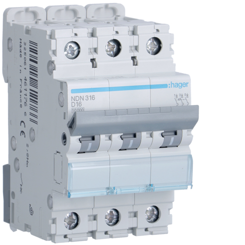 Wyłącznik nadprądowy 3P D 16A NDN316 HAGER