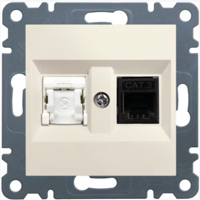 LUMINA 2 GNIAZDO TELEFONICZNO-KOMPUTEROWE RJ11+RJ45 KREMOWE WL2211 HAGER