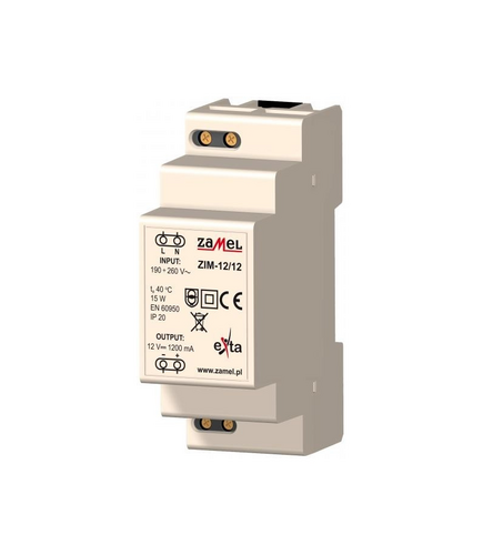 Zasilacz impulsowy LED 190-260VAC/12VDC ZIM-12/12 EXTA 15W 1,2A EXT10000159 Zamel