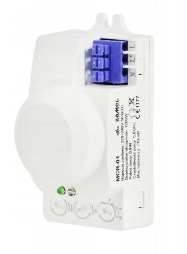 Czujnik ruchu mikrofalowy 220-240V AC 1200W 360st. do zabudowy MCR-01 EXTA EXT10000049 ZAMEL