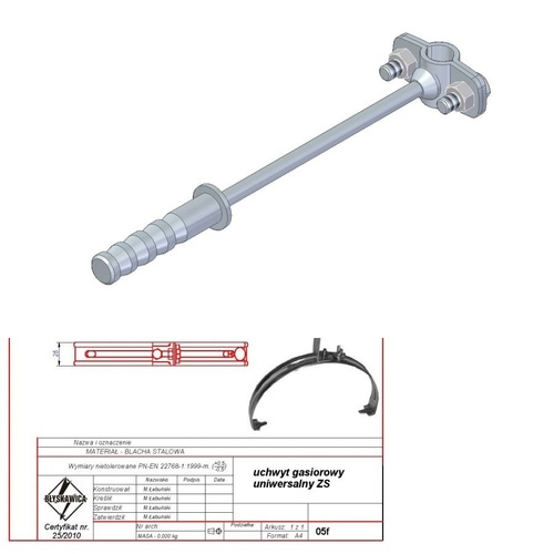 Uchwyt kominowy Ø12 L-160mm 63c. BŁYSKAWICA