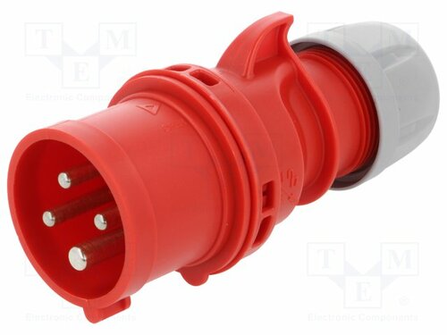 WTYCZKA SIŁOWA PLASTIKOWA 16A/4P 400V IP44 PRZENOŚNA CZERWONA SHARK 014-6 PCE
