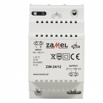 Zasilacz impulsowy LED 24W 230V AC\24V DC ZIM-24\12 Zamel