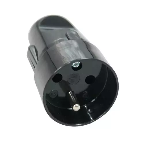 GNIAZDO PRZENOŚNE Z UZIEMIENIEM 1X2P+Z 16A 250V PROSTE CZARNE S6C 32-12102.07 POWSTANIEC