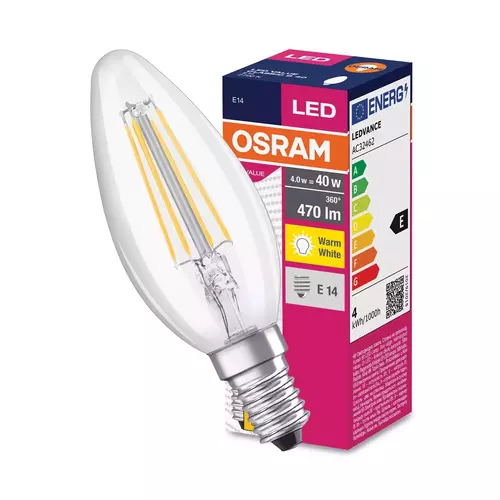 LEDVANCE Żarówka LED 4W E14 2700K WW B35 470lm świeczka CLB40 Filament